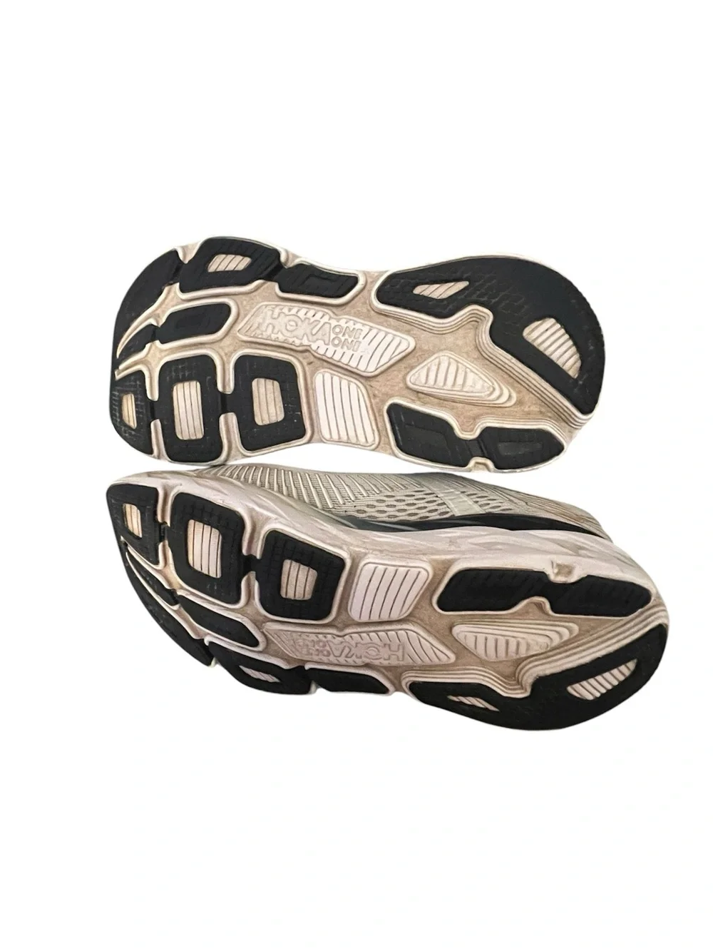 Hoka Men's Beige Athletic Running Shoes with Black Interior and Orange Accent